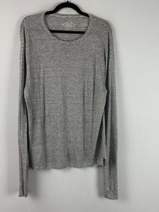 Alex Crane Other - Alex Crane Linen Long Sleeve T Shirt Mens Large Gray White Stripe